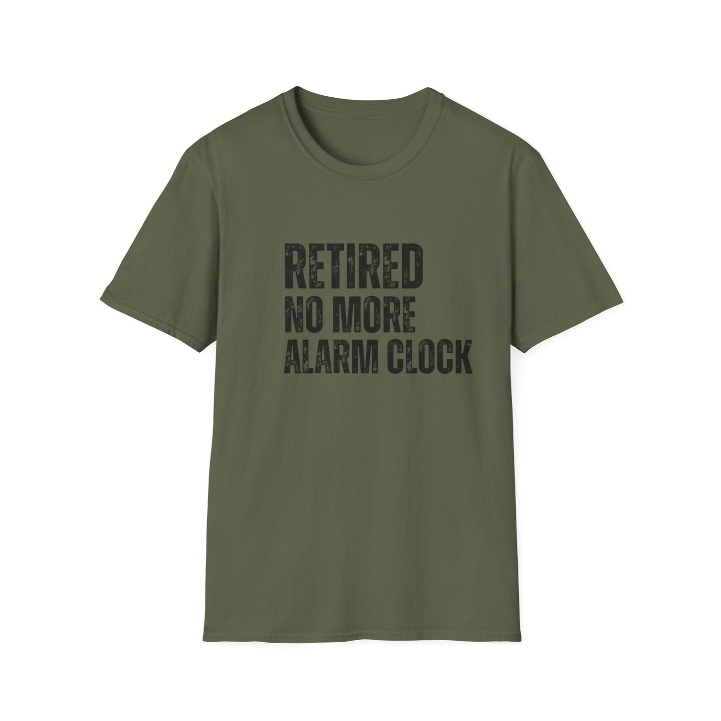 Retired No More Alarm Clock Block Text T-Shirt