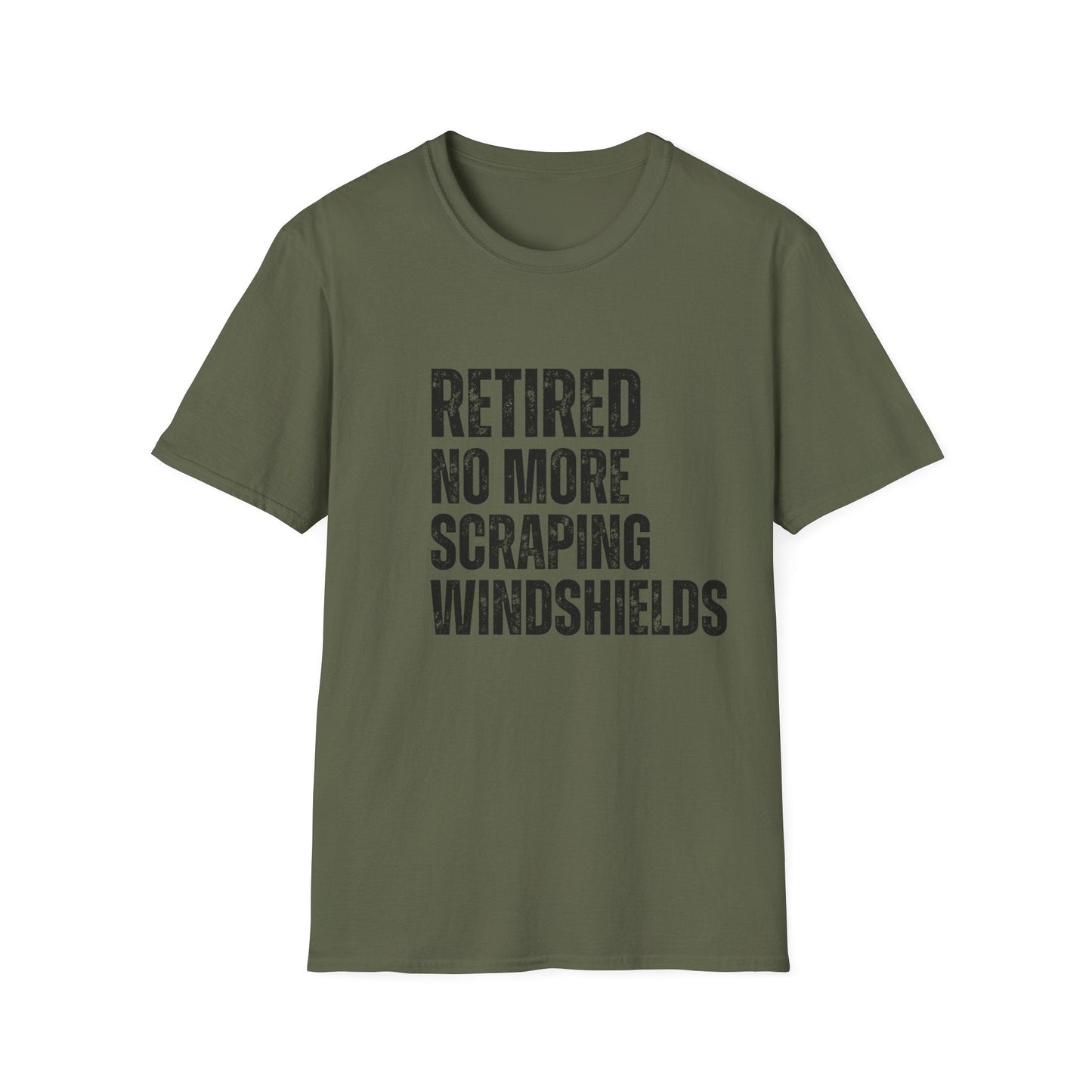 Retired No More Scraping Windshields Block Text T-Shirt