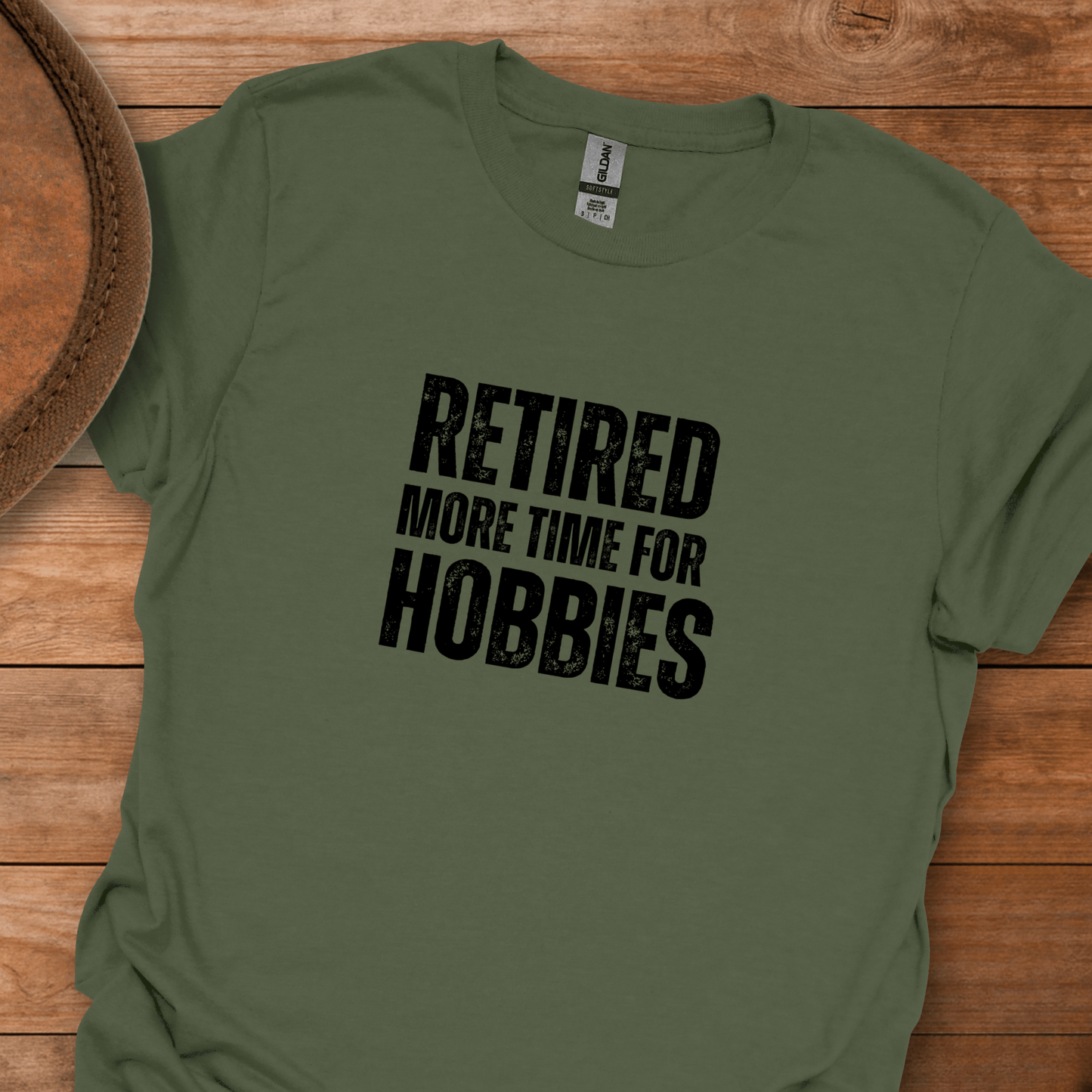 Retired More Time For Hobbies Block Text T-Shirt