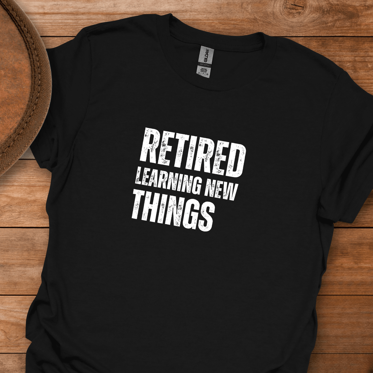 Retired Learning New Things Block Text T-Shirt