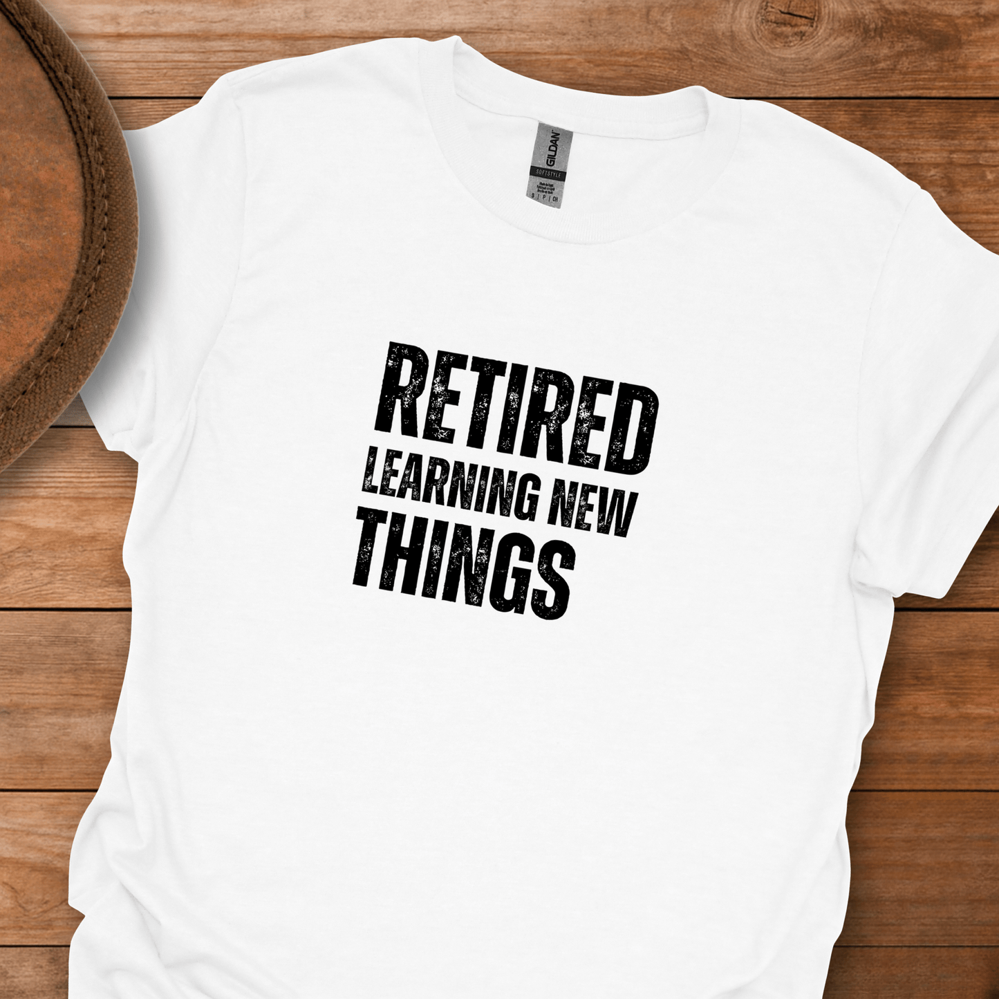 Retired Learning New Things Block Text T-Shirt