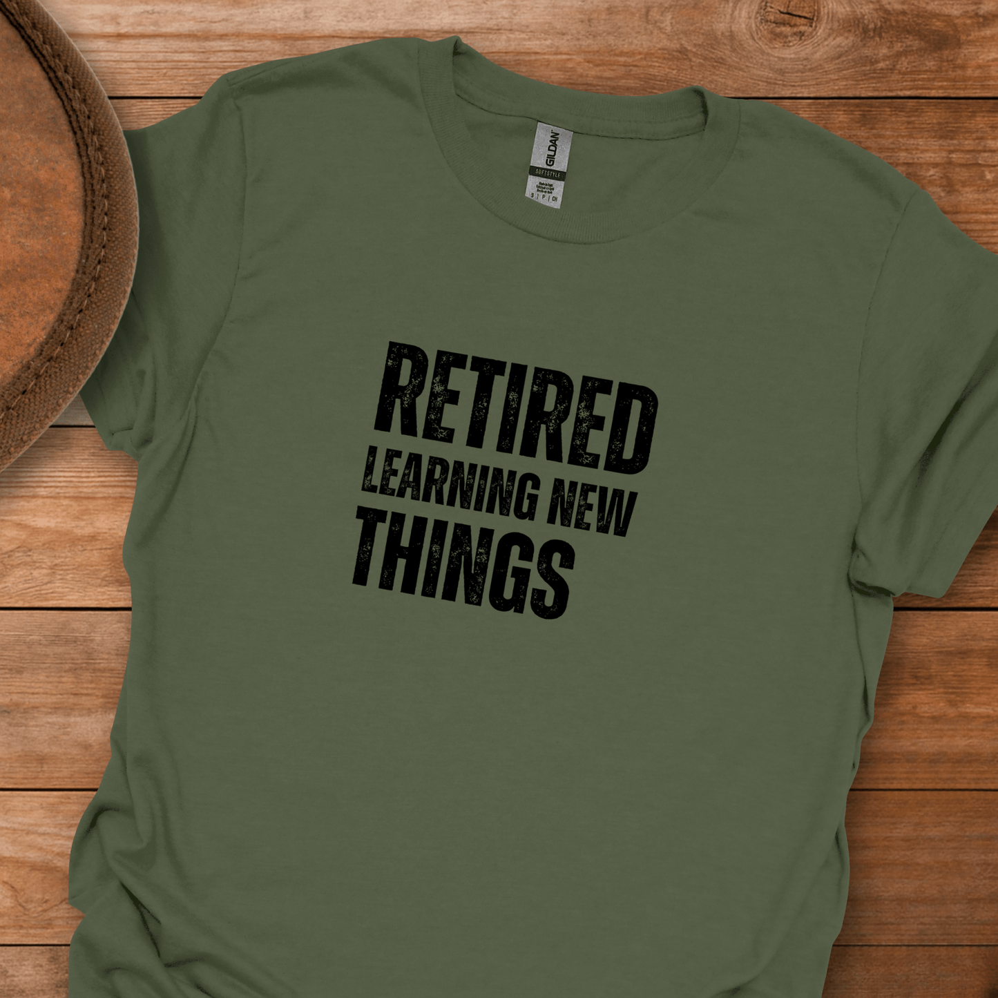 Retired Learning New Things Block Text T-Shirt