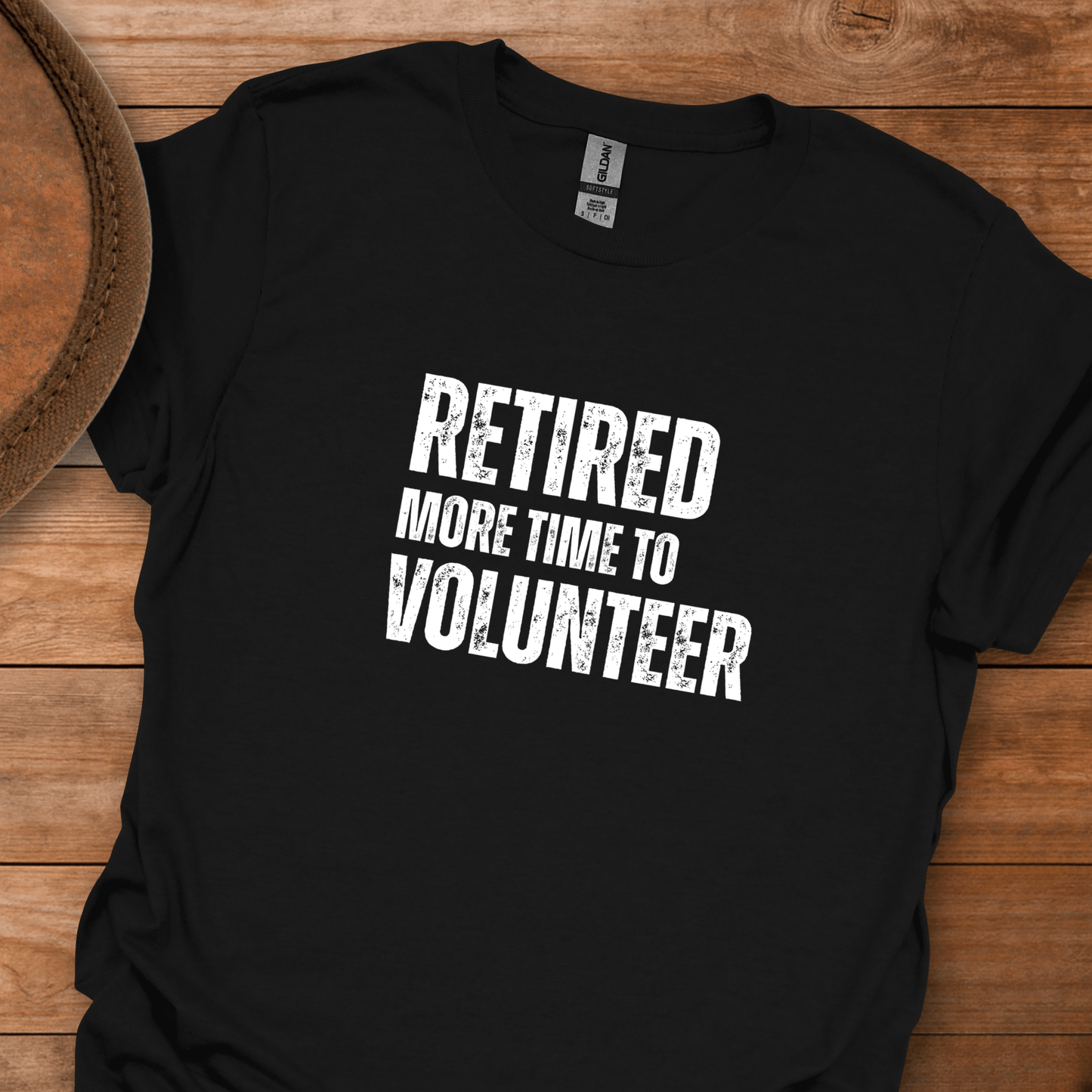 Retired More Time to Volunteer Block Text T-Shirt