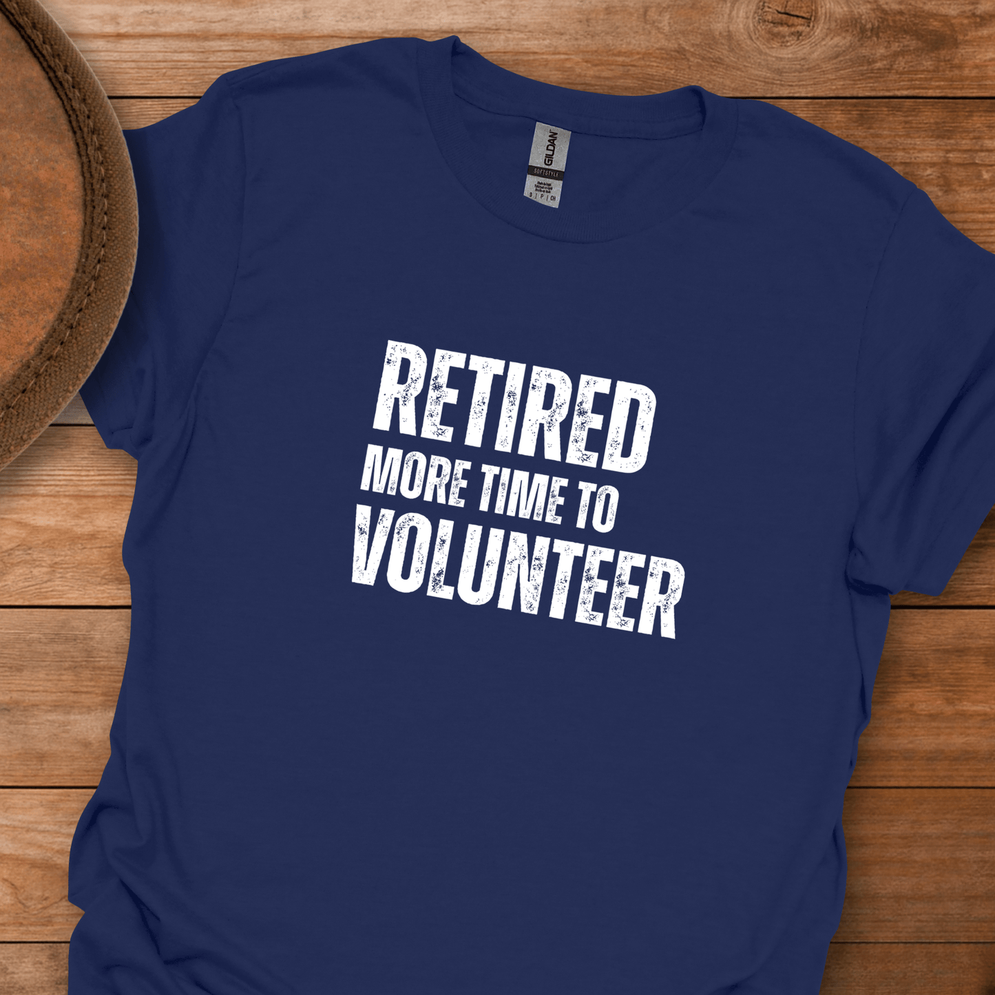 Retired More Time to Volunteer Block Text T-Shirt