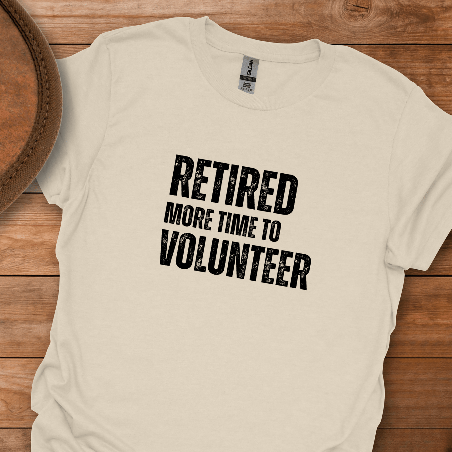 Retired More Time to Volunteer Block Text T-Shirt