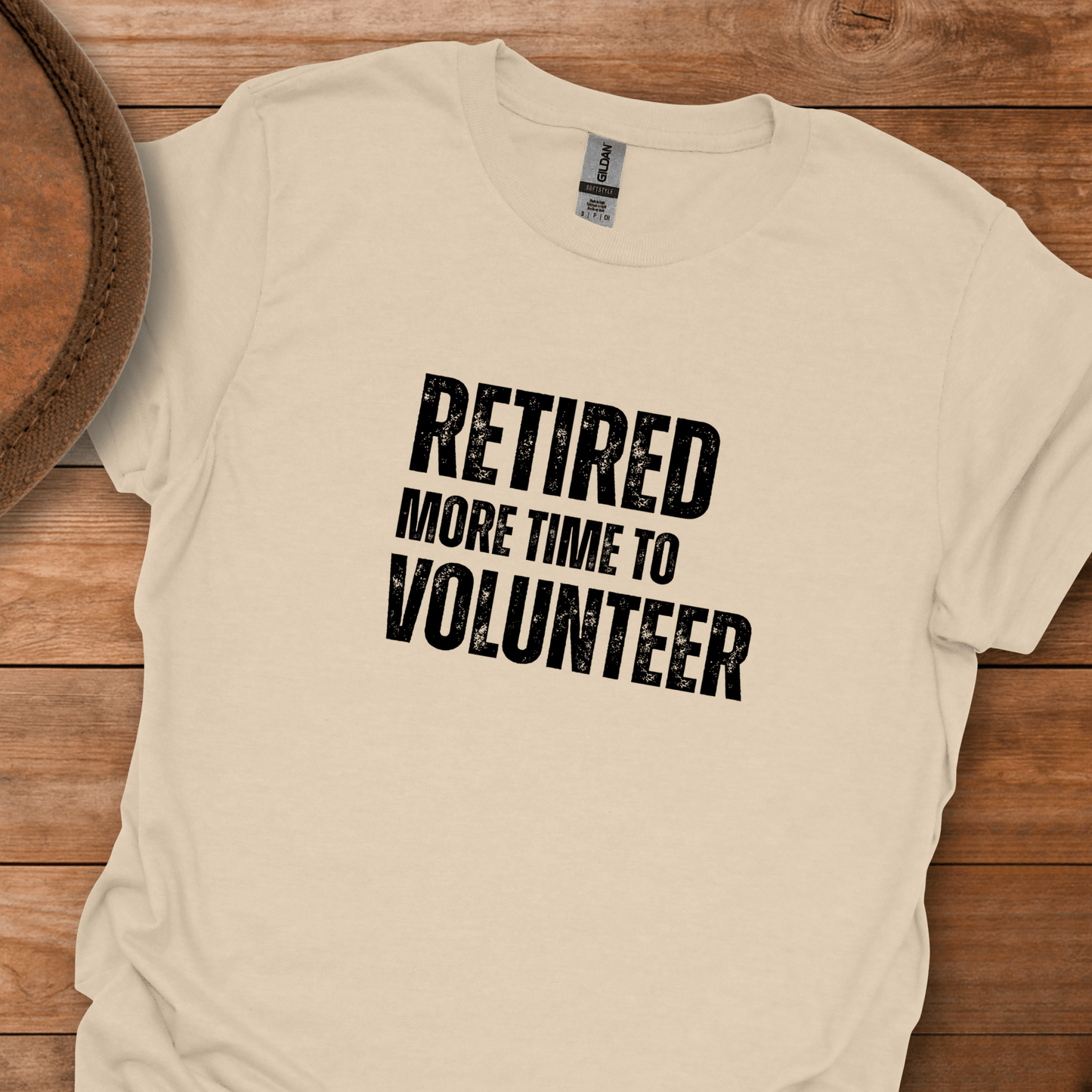 Retired More Time to Volunteer Block Text T-Shirt