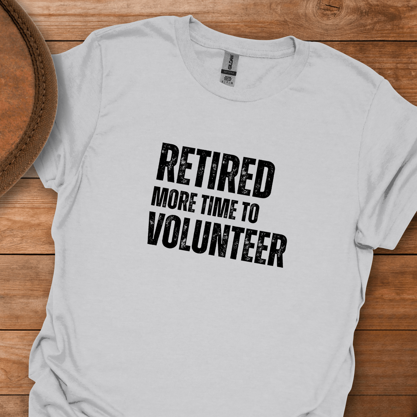 Retired More Time to Volunteer Block Text T-Shirt