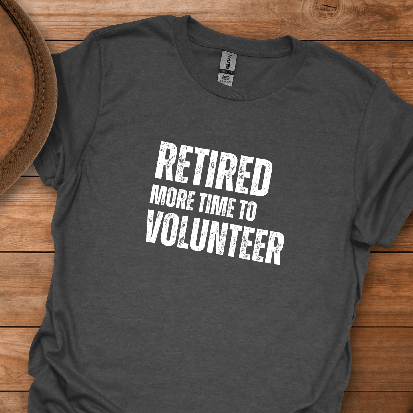 Retired More Time to Volunteer Block Text T-Shirt
