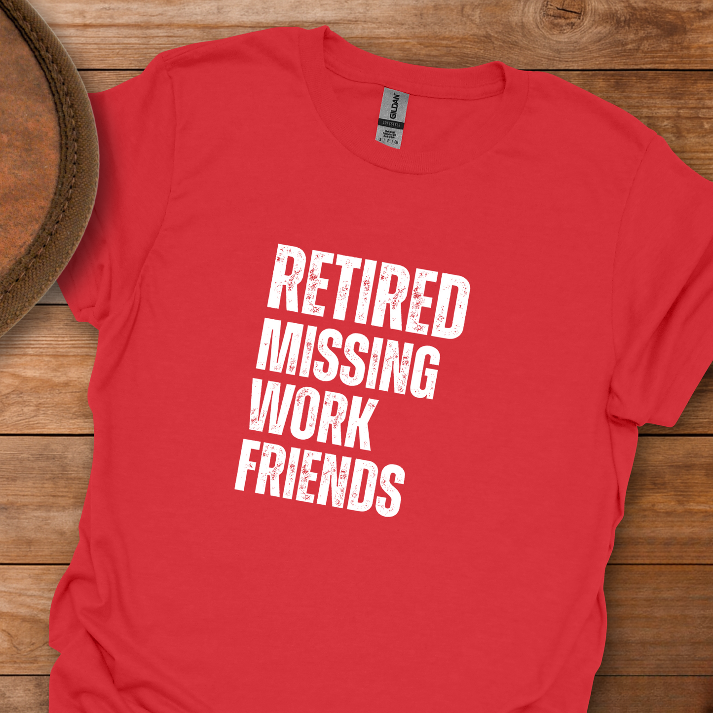 Retired Missing Work Friends Block Text T-Shirt