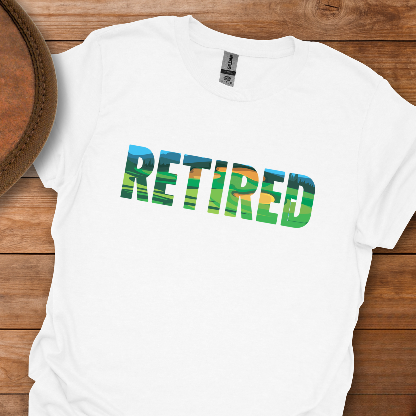 Retired Golf Course Block Text T-Shirt