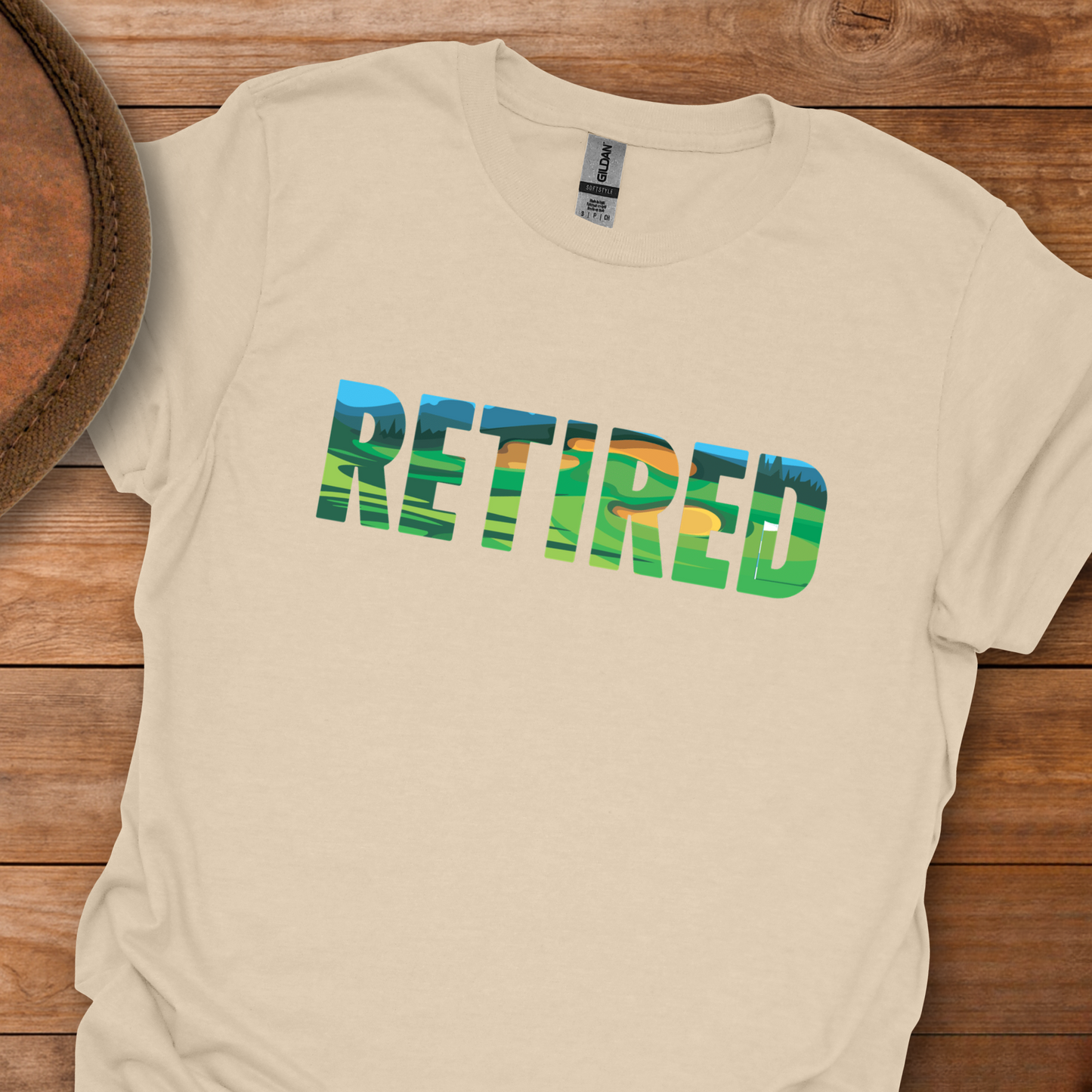 Retired Golf Course Block Text T-Shirt
