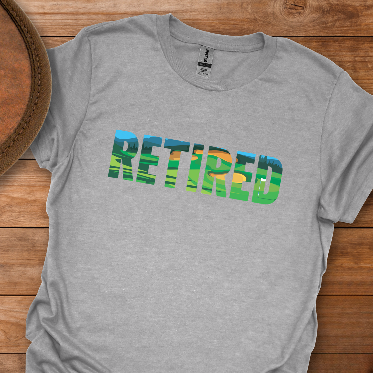 Retired Golf Course Block Text T-Shirt