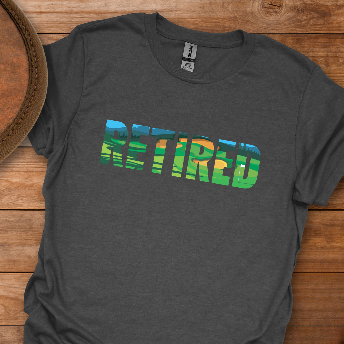 Retired Golf Course Block Text T-Shirt