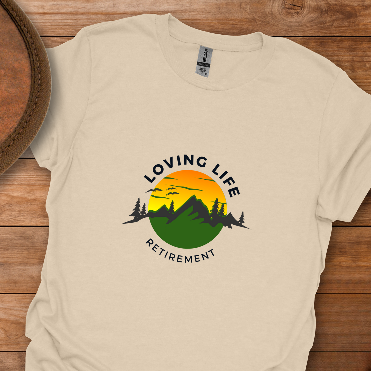 Loving Life Retirement Mountain Scene T-Shirt