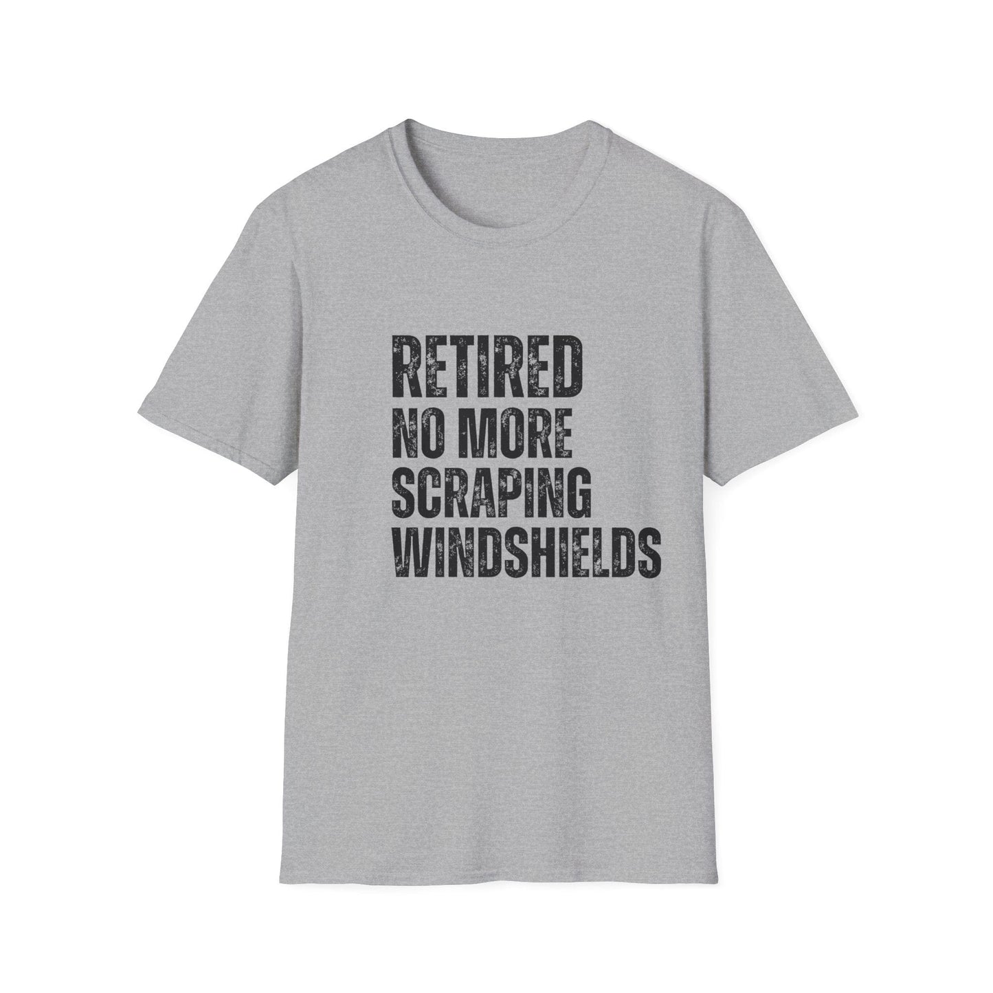 Retired No More Scraping Windshields Block Text T-Shirt