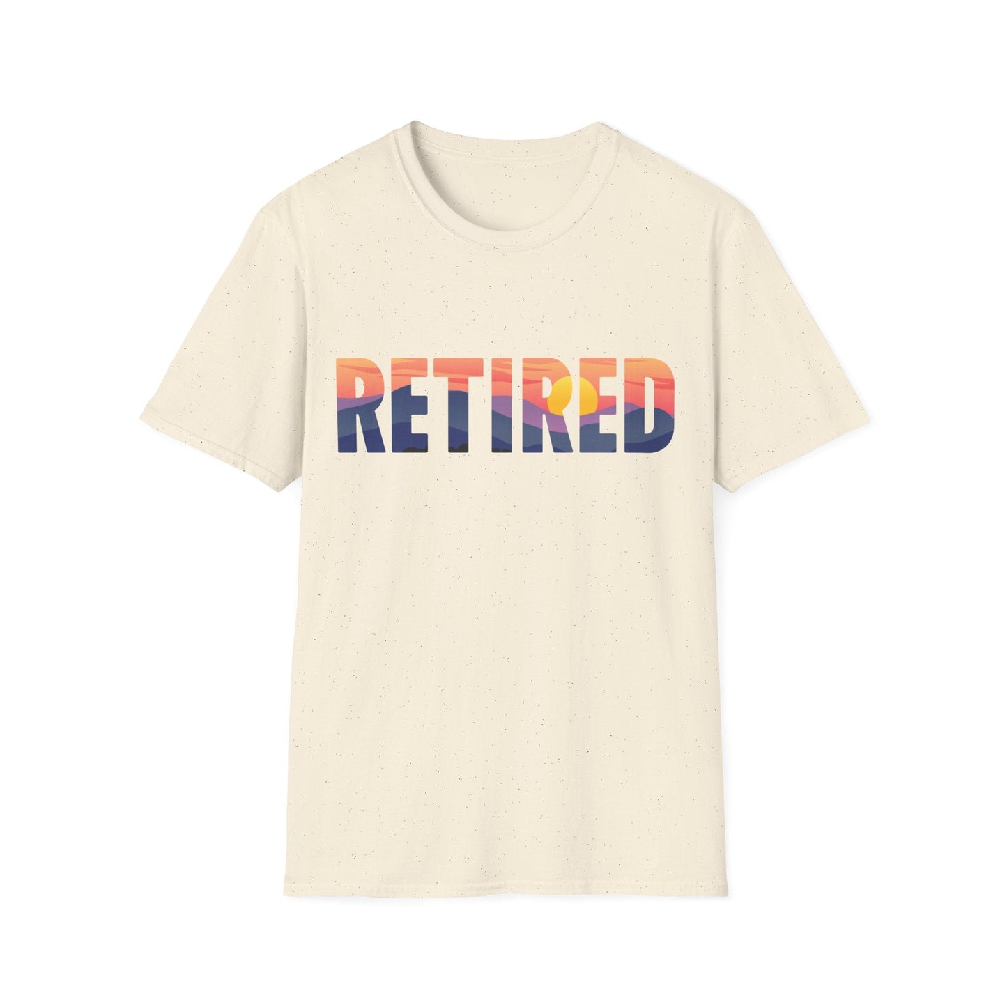 Retired Mountain Sunset Scenic Block Text T-Shirt