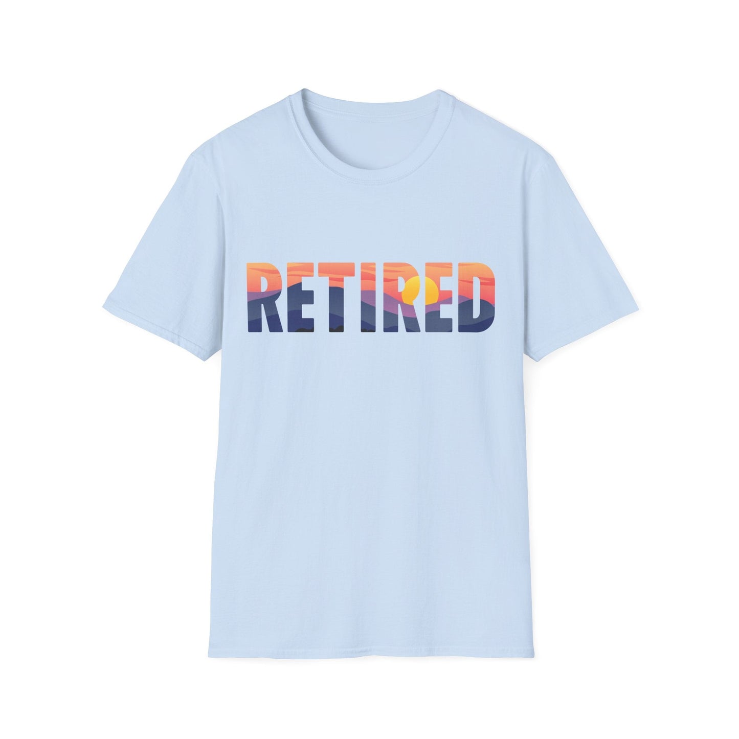Retired Mountain Sunset Scenic Block Text T-Shirt