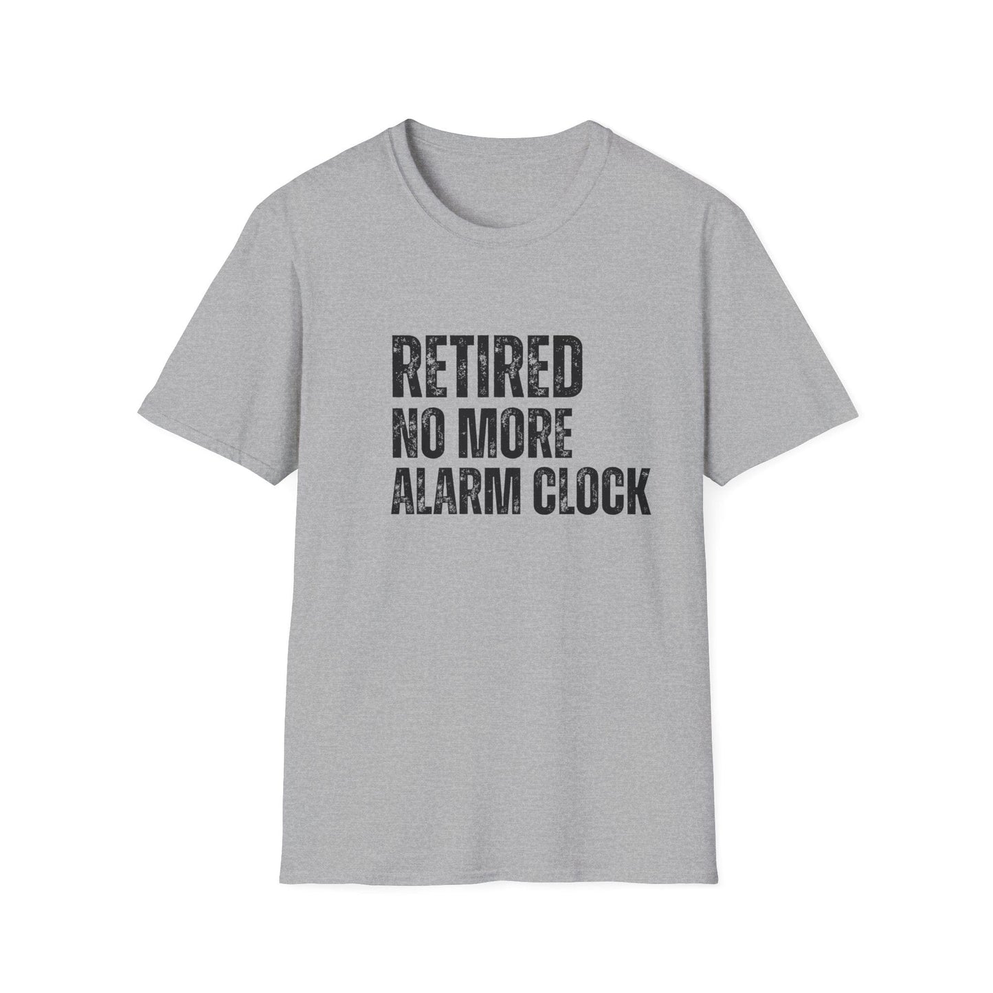 Retired No More Alarm Clock Block Text T-Shirt