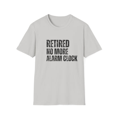 Retired No More Alarm Clock Block Text T-Shirt