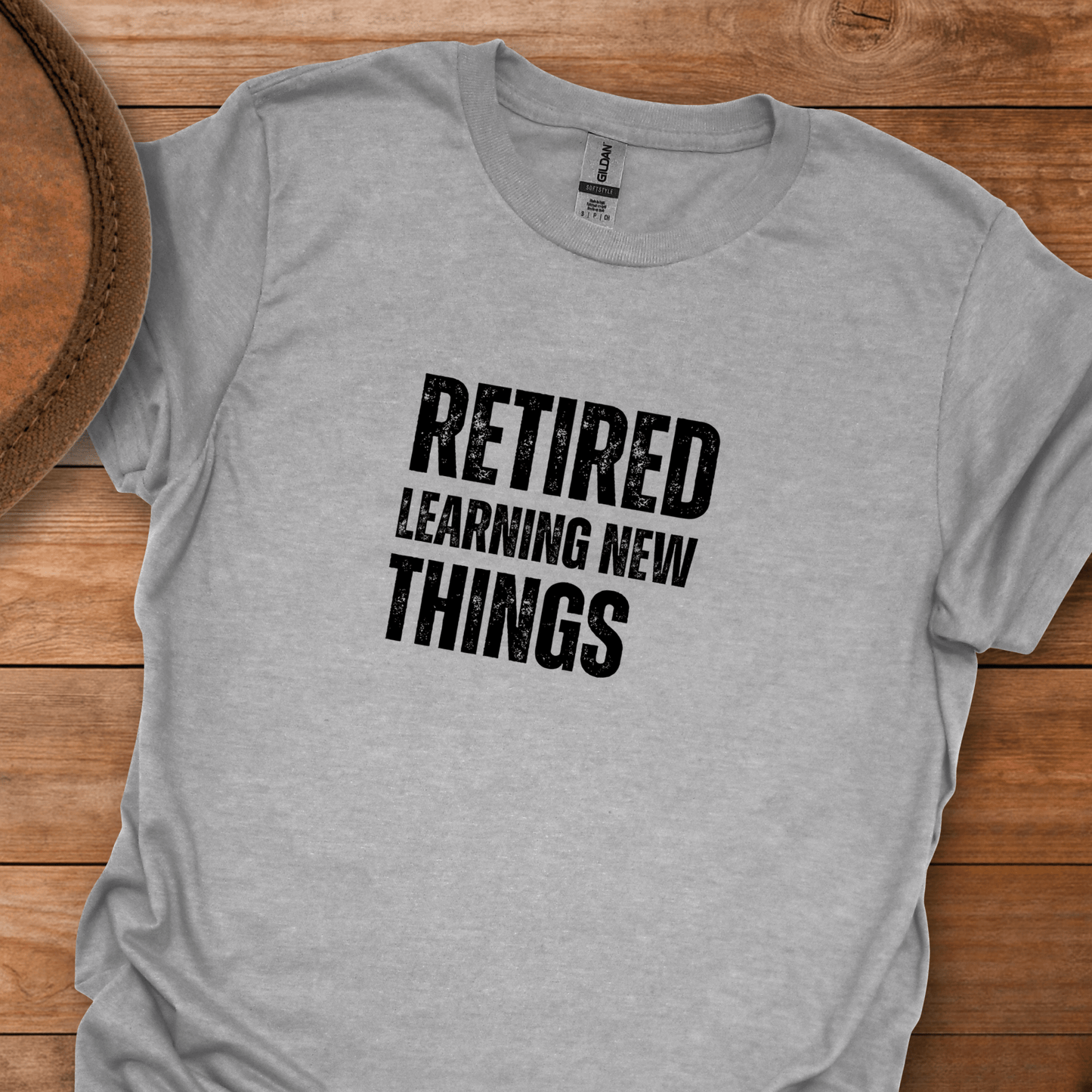 Retired Learning New Things Block Text T-Shirt