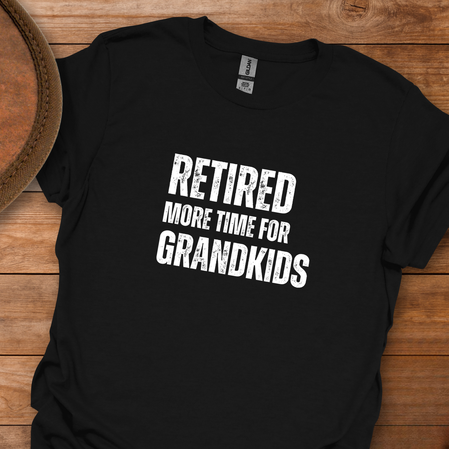 Retired More Time for Grandkids Block Text T-Shirt