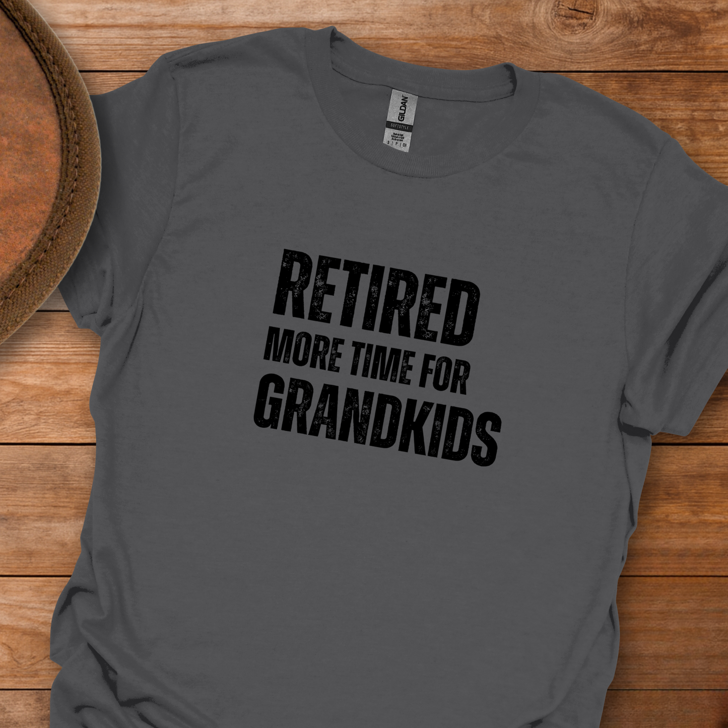 Retired More Time for Grandkids Block Text T-Shirt