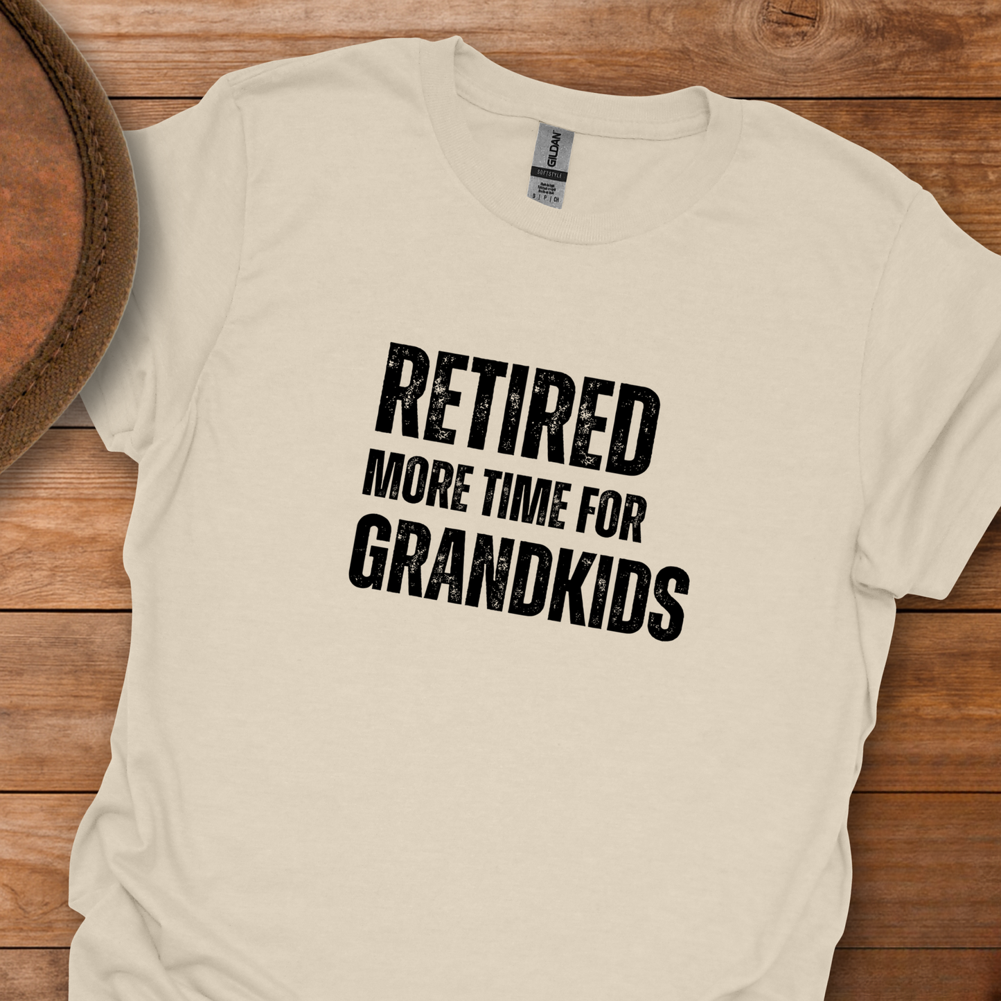 Retired More Time for Grandkids Block Text T-Shirt