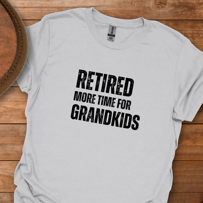 Retired More Time for Grandkids Block Text T-Shirt