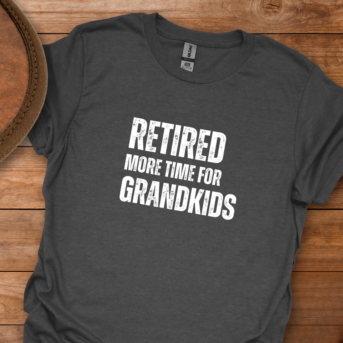 Retired More Time for Grandkids Block Text T-Shirt
