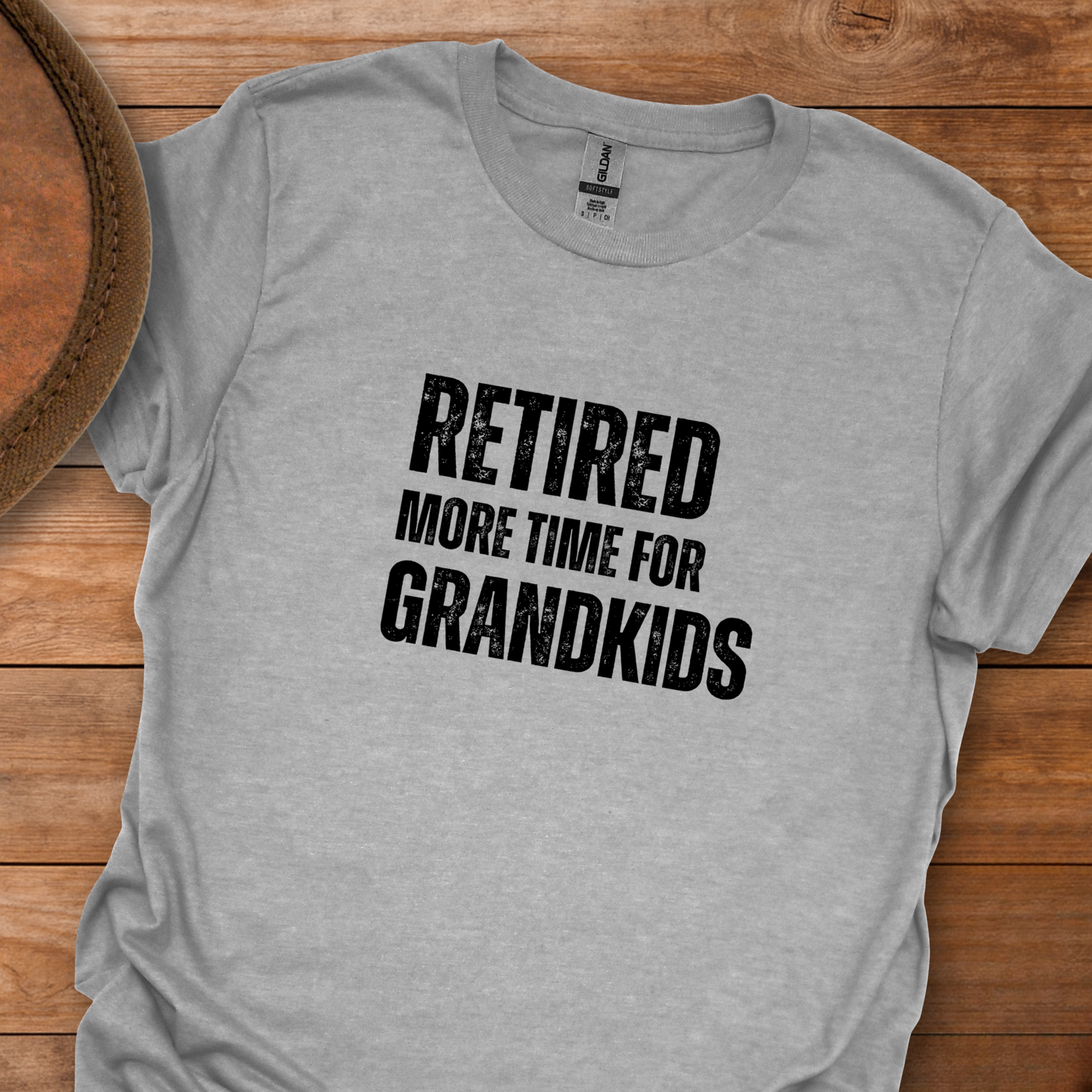 Retired More Time for Grandkids Block Text T-Shirt