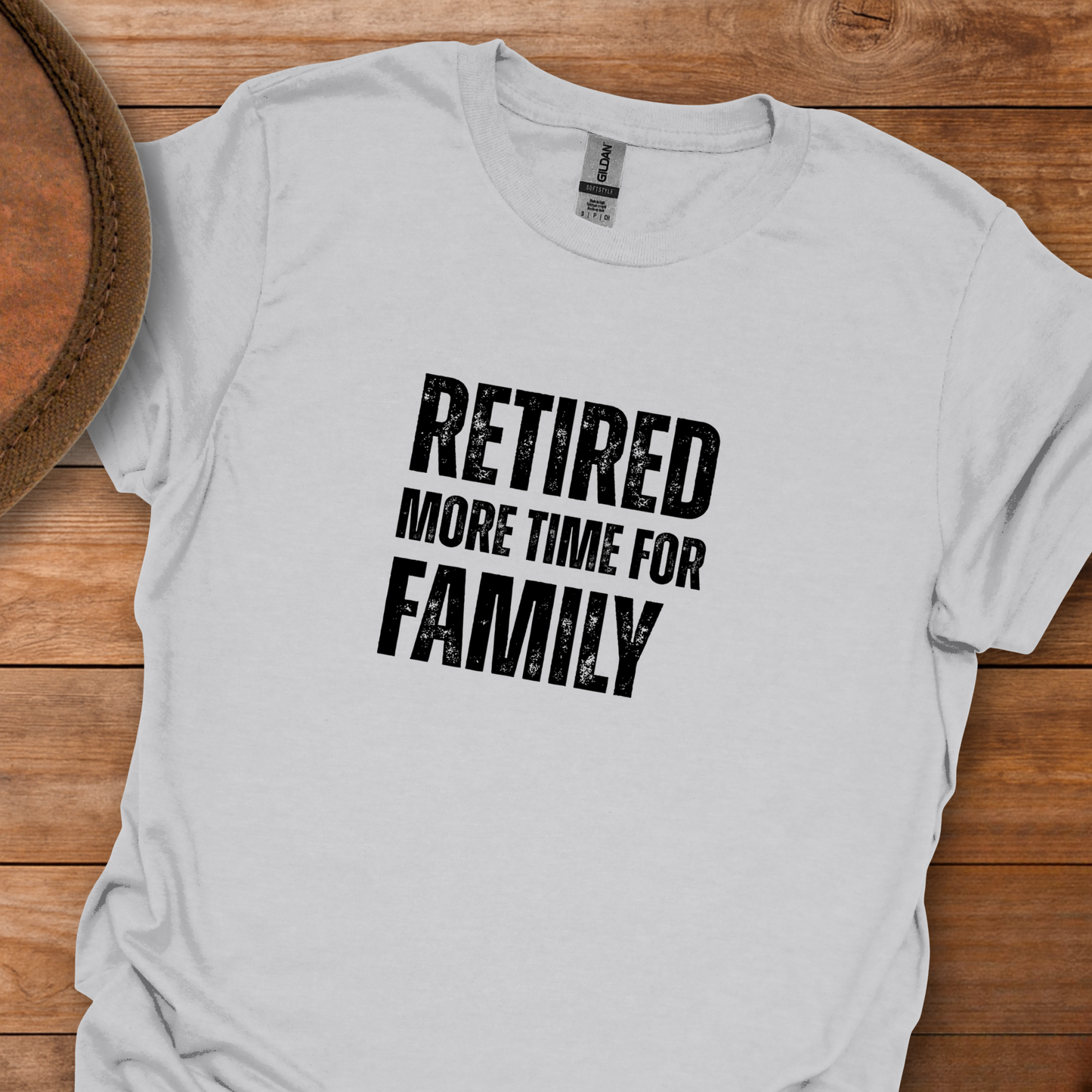 Retired More Time For Family Block Text T-Shirt