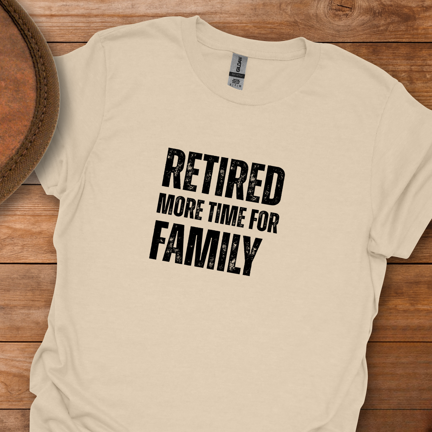 Retired More Time For Family Block Text T-Shirt