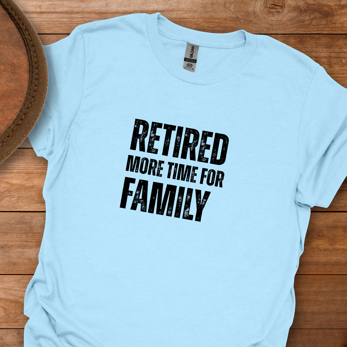 Retired More Time For Family Block Text T-Shirt