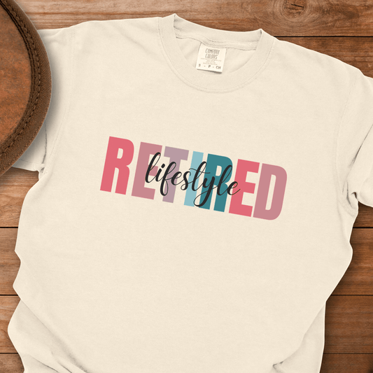 Retired Lifestyle Block Cursive T-Shirt