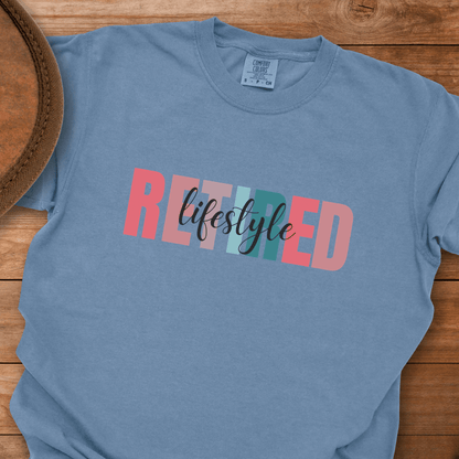 Retired Lifestyle Block Cursive T-Shirt