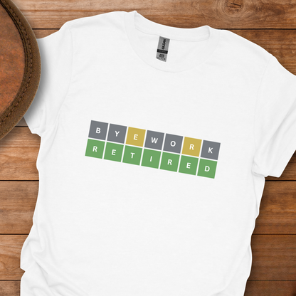 Bye Work Retired Word Puzzle T-Shirt