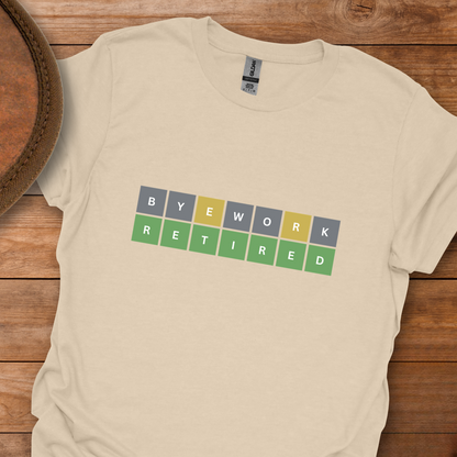 Bye Work Retired Word Puzzle T-Shirt