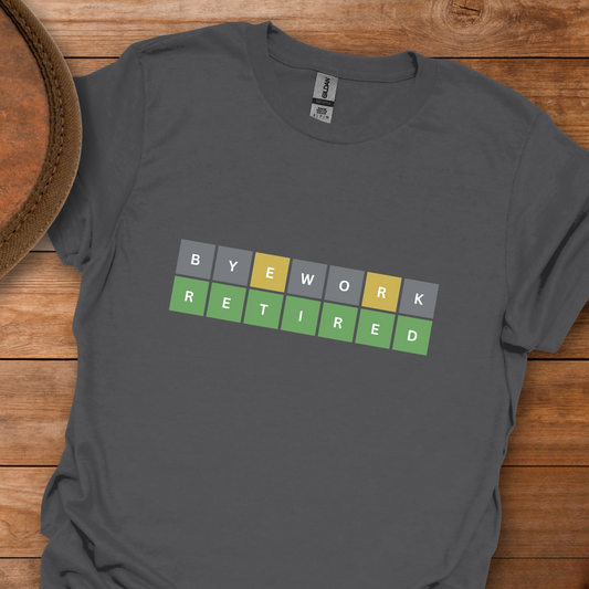Bye Work Retired Word Puzzle T-Shirt