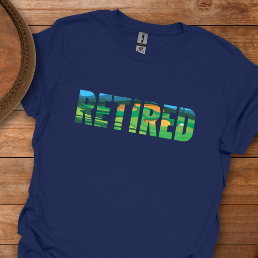 Retired Golf Course Block Text T-Shirt