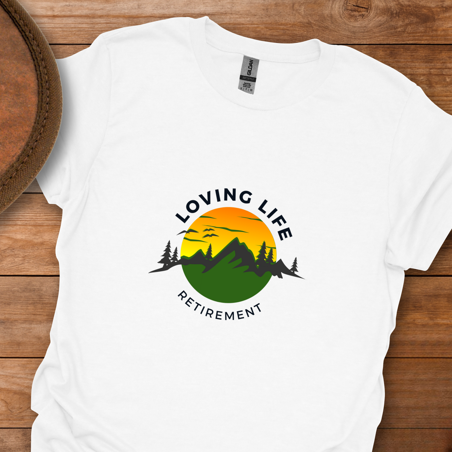 Loving Life Retirement Mountain Scene T-Shirt