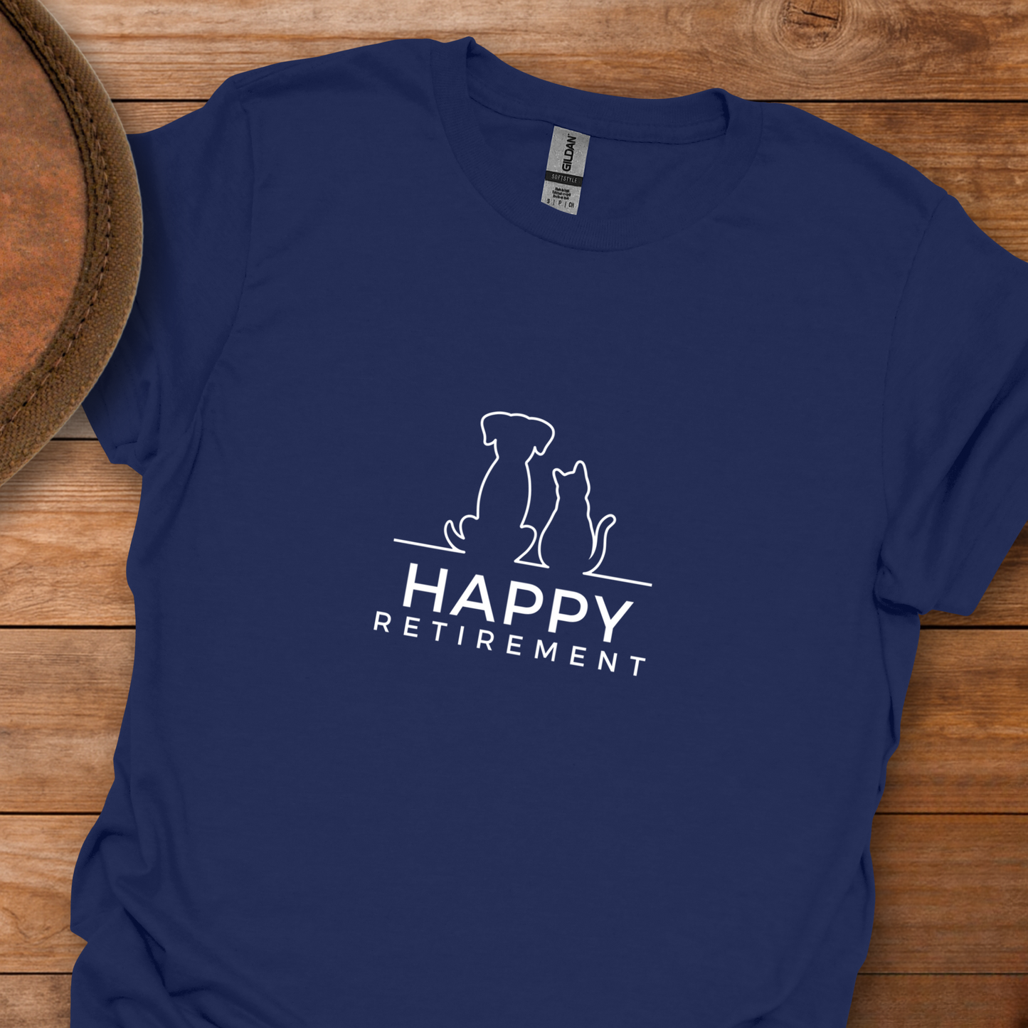 Happy Retirement Dog Cat Outline T-Shirt