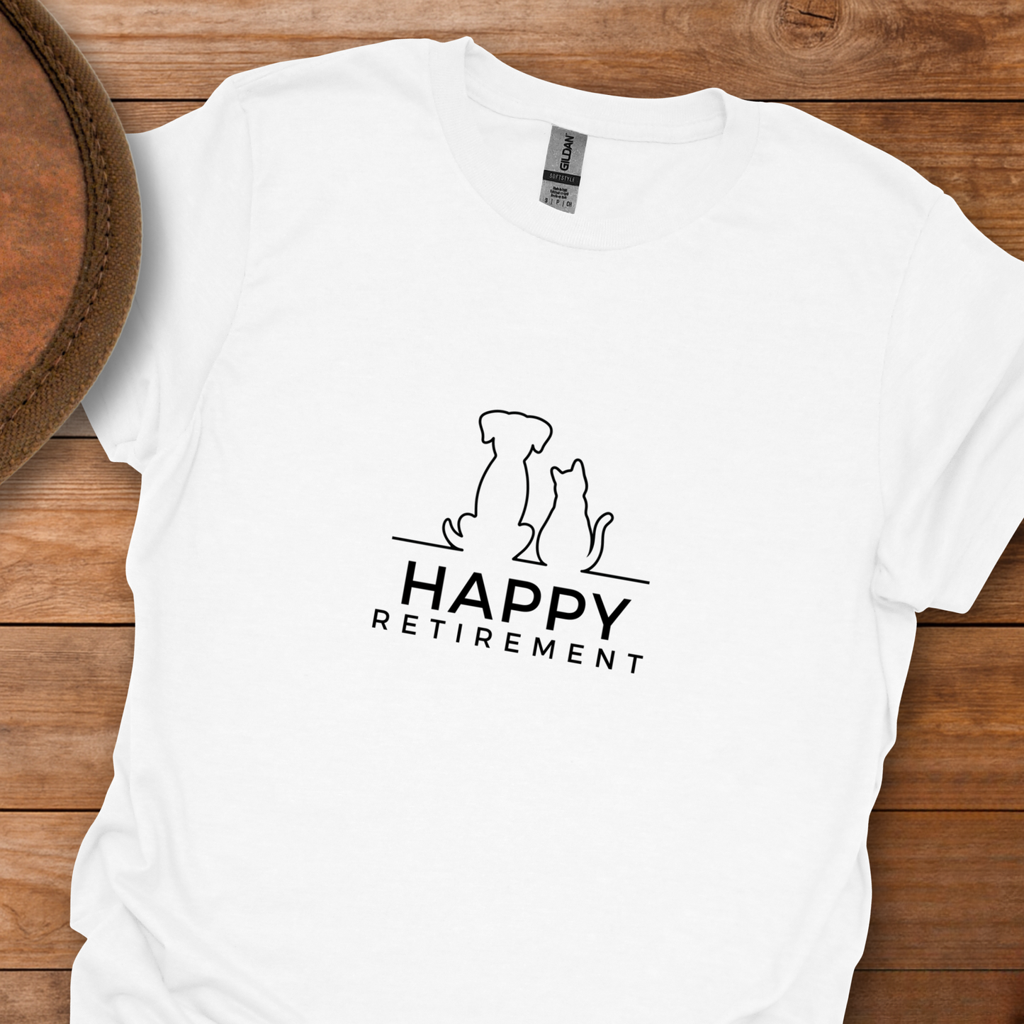 Happy Retirement Dog Cat Outline T-Shirt