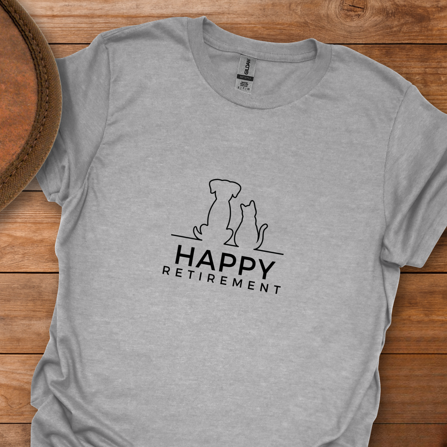 Happy Retirement Dog Cat Outline T-Shirt