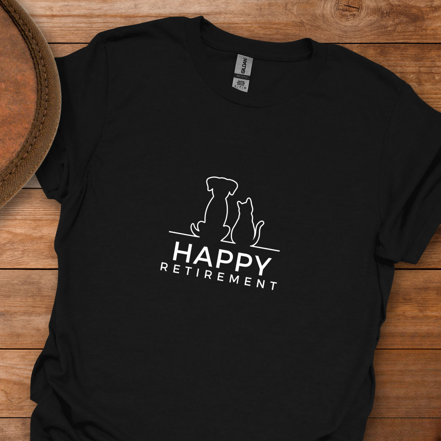 Happy Retirement Dog Cat Outline T-Shirt