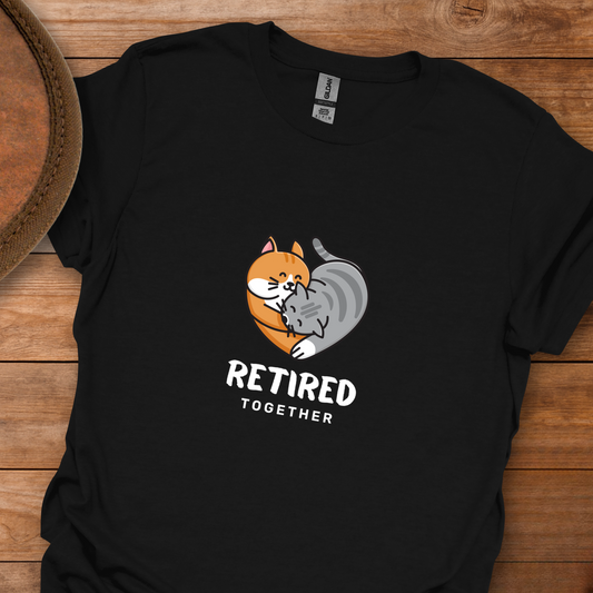 Retired Together Cats Heart T-Shirt