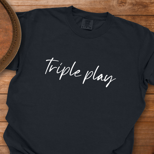 Triple Play Card Cursive T-Shirt