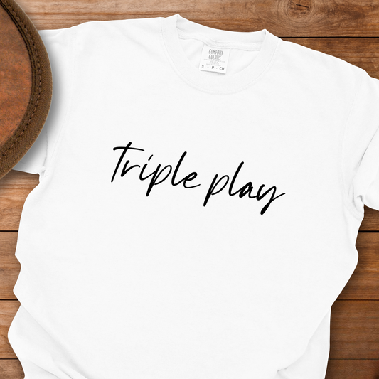 Triple Play Card Cursive T-Shirt