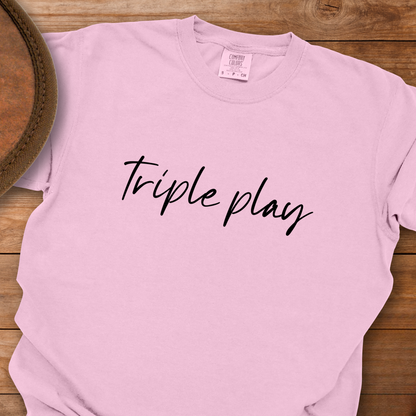 Triple Play Card Cursive T-Shirt
