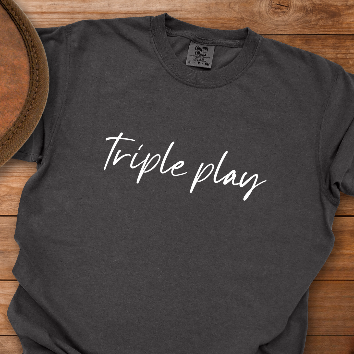 Triple Play Card Cursive T-Shirt